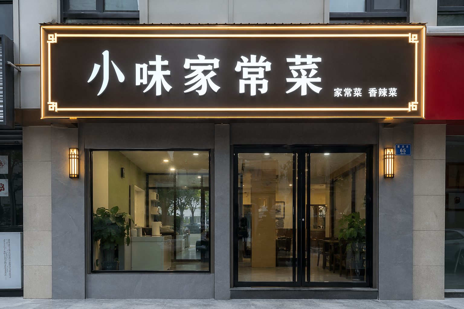 门头招牌安装完成:整体效果与立面关系